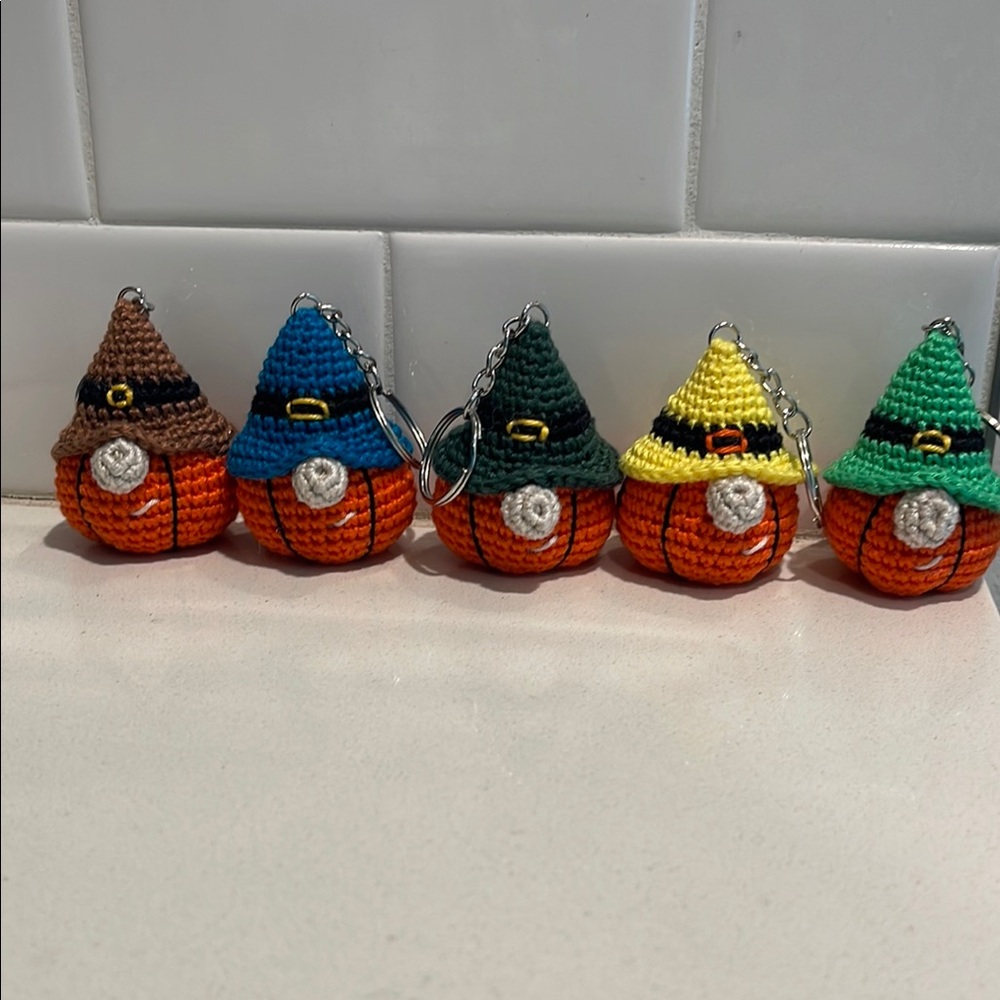 Handcrafted Pumpkin Gnome Keychain Accessory - Fall Halloween Thanksgiving - Picture 2 of 16